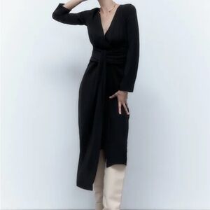 Zara Elegant Black Wrap Dress new